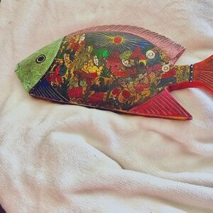 Vintage Folk Art Wooden Fish 16x6”